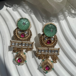 Green Kundan Earrings