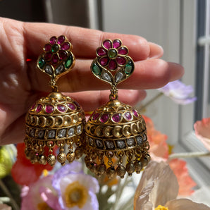 Ruby Flower Earrings